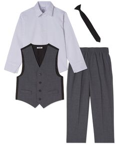 Би-эластичный жилет, брюки, рубашка и галстук для маленьких мальчиков, комплект из 4 предметов Calvin Klein