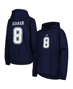 Пуловер с капюшоном с именем и номером игрока Big Boys Troy Aikman Navy Dallas Cowboys Mitchell &amp; Ness