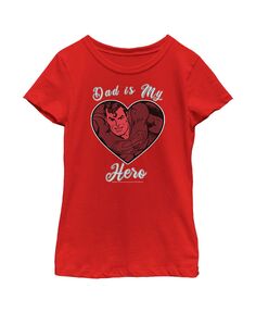 Детская футболка с надписью «Супермен» для девочек «Папа — мой герой» ко Дню святого Валентина DC Comics