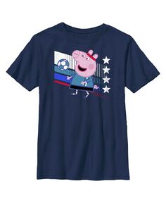Детская футболка с надписью «Свинка Пеппа» (Великобритания), играющая в футбол с мячом Hasbro