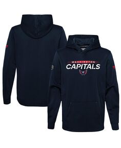 Темно-синий пуловер с капюшоном с фирменным логотипом Washington Capitals для мальчиков и девочек Authentic Pro Fanatics