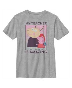 Детская футболка «Свинка Пеппа» для мальчика «Мадам Газель» «Мой учитель — потрясающий» Hasbro