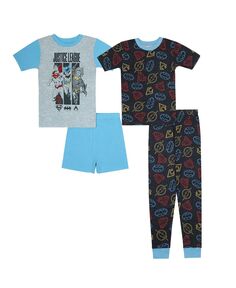 Пижамный комплект с короткими рукавами для маленьких мальчиков, 4 предмета Justice League
