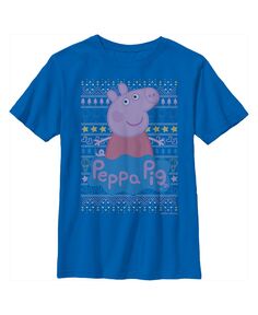 Рождественский свитер с рисунком «Свинка Пеппа» для мальчика, детская футболка Hasbro