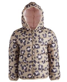 Стеганая складная куртка-пуховик с капюшоном и леопардовым принтом для больших девочек, созданная для Macy&apos;s Epic Threads