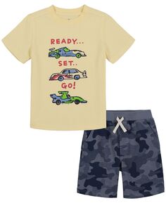 Трикотажная футболка с гоночным автомобилем для мальчиков и камуфляжные шорты из френча, комплект из 2 предметов Kids Headquarters