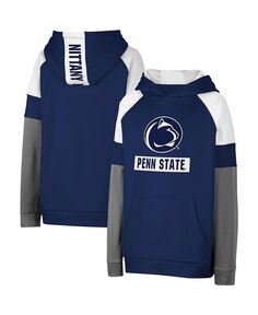 Темно-синий пуловер с капюшоном Big Boys Penn State Nittany Lions с цветными блоками и регланами Colosseum