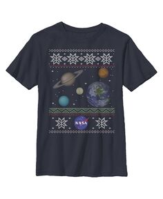 Детская футболка с принтом Ugly Christmas Planet для мальчиков NASA