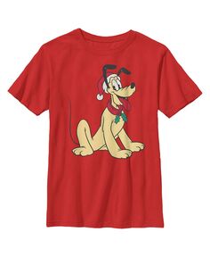 Детская футболка с изображением Микки и друзей «Улыбка Плутона и шляпа Санты» для мальчика Disney
