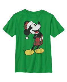 Рождественская клетчатая детская футболка с рваным портретом «Микки и друзья» для мальчика Disney