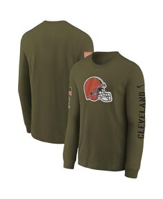 Оливковая футболка Big Boys Cleveland Browns 2022 Salute To Service Team с логотипом и длинным рукавом Nike
