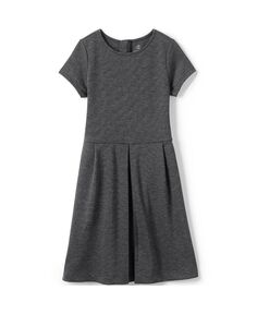 Школьная форма для девочек, платье из понте с короткими рукавами до колена Lands&apos; End