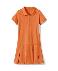 Школьная форма, сетчатое платье-поло с короткими рукавами для девочек до колена Lands&apos; End