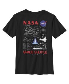 Детская футболка со схематическим изображением космического корабля для мальчика NASA