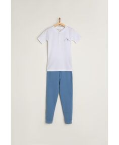 Лыжная футболка и штаны из перуанского хлопка пима премиум-класса синего цвета, пижамный комплект унисекс для малышей babycottons