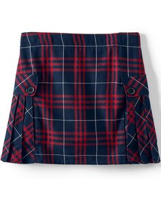 Школьная форма для девочек, детская юбка в клетку со складками по бокам выше колена Lands&apos; End