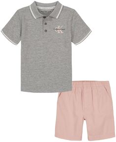 Рубашка-поло «Хезер» и шорты из твила для маленьких мальчиков, комплект из 2 предметов Calvin Klein