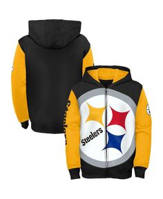 Толстовка с капюшоном на молнии во всю длину, черно-золотая постер Big Boys Pittsburgh Steelers Outerstuff