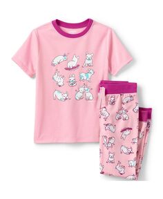 Детский пижамный комплект с короткими рукавами и спортивным низом для девочек Lands&apos; End