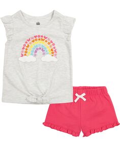 Радужная футболка с развевающимися рукавами для маленьких девочек и шорты из френч терри, комплект из 2 предметов Kids Headquarters