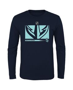 Темно-синяя футболка с длинным рукавом и дополнительным логотипом Big Boys Seattle Kraken Authentic Pro Fanatics
