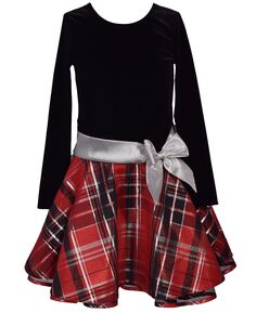 Платье из бархатного лифа и клетчатой ​​юбки для девочек-подростков Bonnie Jean