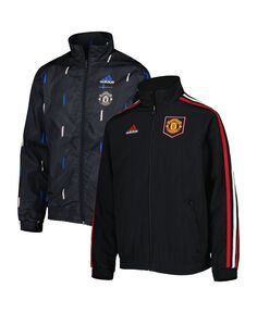 Черная куртка с молнией во всю длину и гимном команды Big Boys Manchester United Team adidas
