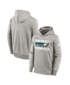 Серый пуловер с капюшоном Big Boys Philadelphia Eagles 2022 NFC Champions Locker Room Trophy Collection Nike