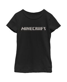 Черная детская футболка с логотипом Minecraft Classic для девочек Microsoft