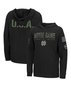 Черная футболка с капюшоном и длинными рукавами в стиле милитари для больших мальчиков Notre Dame Fighting Irish OHT Colosseum