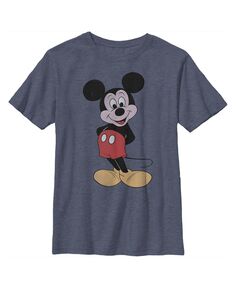 Классическая детская футболка с мультяшной улыбкой и Микки Маусом для мальчиков «Микки и друзья» Disney