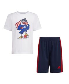 Хлопковая футболка и шорты с рисунком Little Boys, комплект из 2 предметов adidas