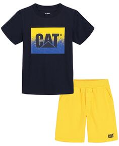 Футболка с короткими рукавами с логотипом Little Boys и шорты из френч терри, комплект из 2 предметов Caterpillar