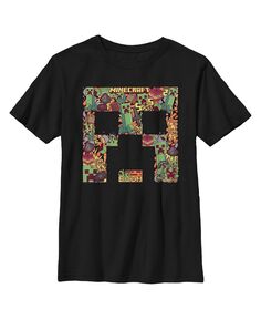 Детская футболка с коллажем Minecraft Creeper для мальчика Microsoft