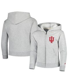 Толстовка с капюшоном на молнии во всю длину Big Boys Heather Grey Indiana Hoosiers League Collegiate Wear