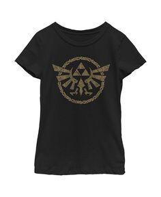 Детская футболка The Legend of Zelda: Tears of the Kingdom с золотым гербом Hyrule для девочек Nintendo