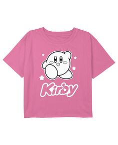 Детская футболка с черно-белым портретом и логотипом Kirby для девочек Nintendo