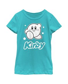 Детская футболка с черно-белым портретом Кирби для девочек Nintendo