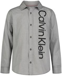 Саржевая рубашка с длинными рукавами для больших мальчиков Calvin Klein