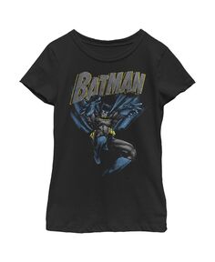 Детская футболка с рваным логотипом в стиле ретро и изображением Бэтмена для девочек DC Comics
