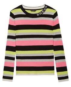 Мягкий свитер для больших девочек, вязаный свитер в полоску с люрексом GUESS