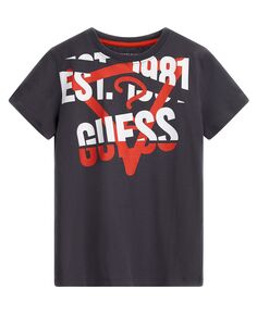 Хлопковая футболка с логотипом Big Boys с трафаретным принтом GUESS