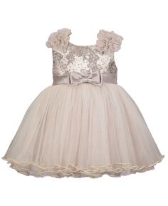 Платье-балерина с лифом и вышивкой Bonaz для маленьких девочек, юбками в сетку и пышными плечами Bonnie Jean