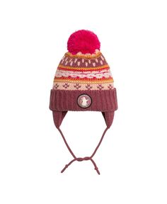 Зимняя вязаная шапка-ушанка с помпоном для девочек фиолетового и розового цвета — для малышей|ребенок Deux par Deux