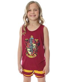 Детский пижамный комплект с майкой и шортами в стиле «Хогвартс» для больших девочек «Hogwarts House Crest» Harry Potter