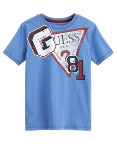 Хлопковая футболка с логотипом Big Boys с трафаретным принтом GUESS