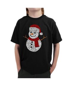Рождественский снеговик — детская футболка с надписью для мальчиков LA Pop Art