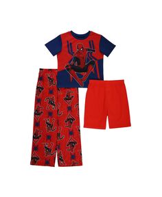Футболка, шорты и пижама для мальчиков Spiderman Big Boys, комплект из 3 предметов Spider-Man