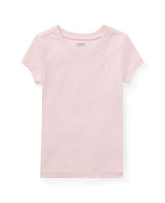 Трикотажная футболка с короткими рукавами и v-образным вырезом для маленьких девочек Polo Ralph Lauren