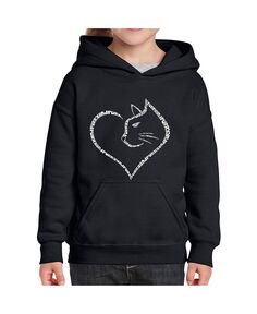 Кошачье сердце — толстовка с капюшоном для девочек с принтом Word Art LA Pop Art